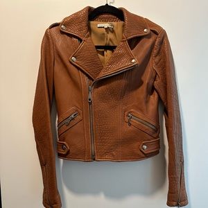 Rebecca Minkoff brown leather jacket, size XS